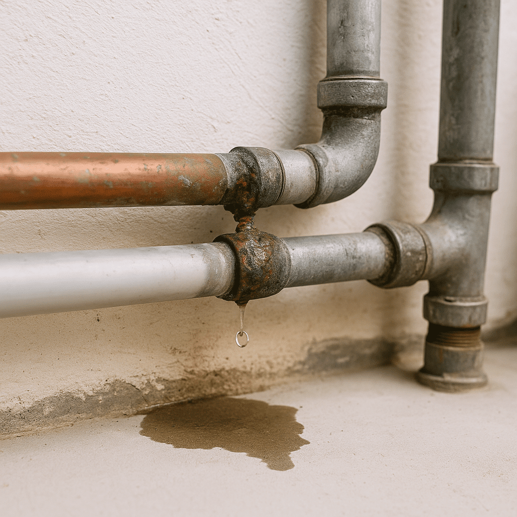 בעיות בצנרת סמויה - נזילה מצינורות מתכת ליד קיר