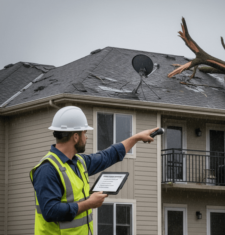 בדיקות בבניין אחרי סופה