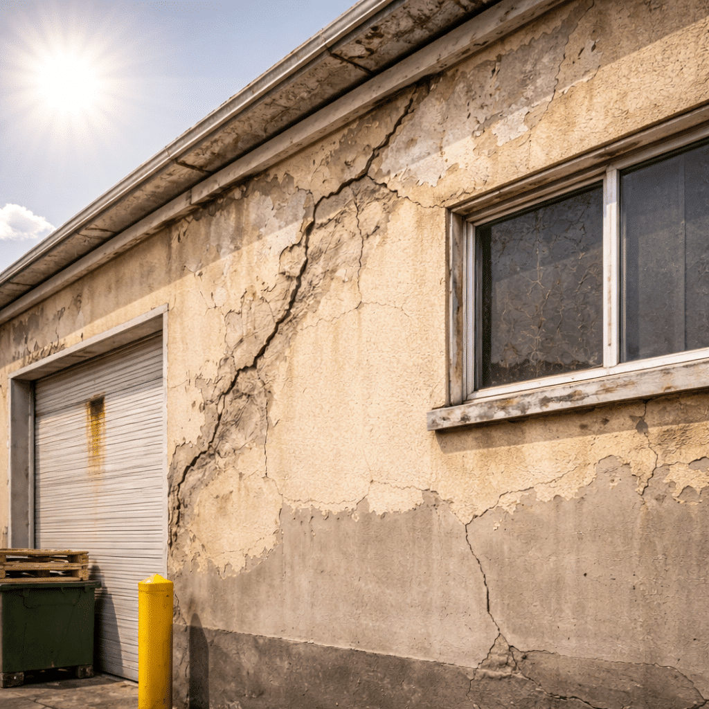הסימנים שהשמש הורסת את החיצוניות של הבניין